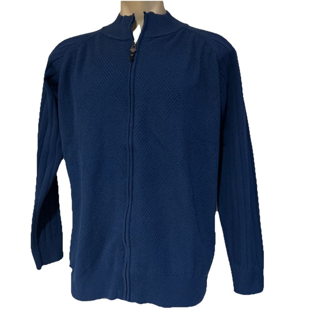Players Acegolfs Zip Cardigan Golf Sweater Navy Blue XL Cotton Wicking Stretch